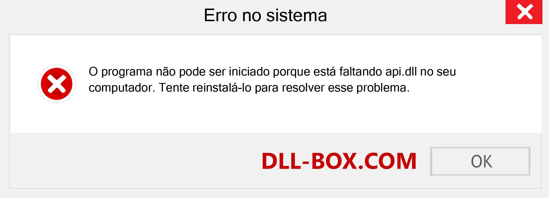 Arquivo api.dll ausente ?. Download para Windows 7, 8, 10 - Correção de erro ausente api dll no Windows, fotos, imagens